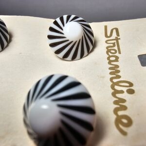 Vintage Streamline Swirl Buttons on Card Black White Mod Sewing Replacement Set